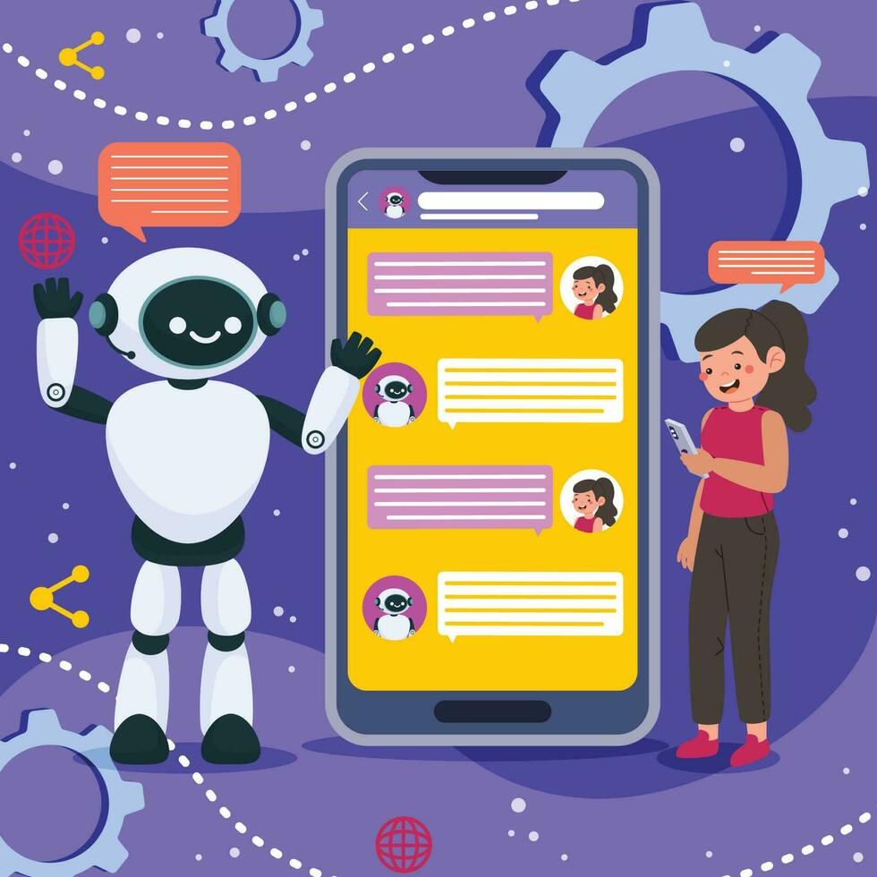 charla ai apoyo en mobil teléfono concepto vector