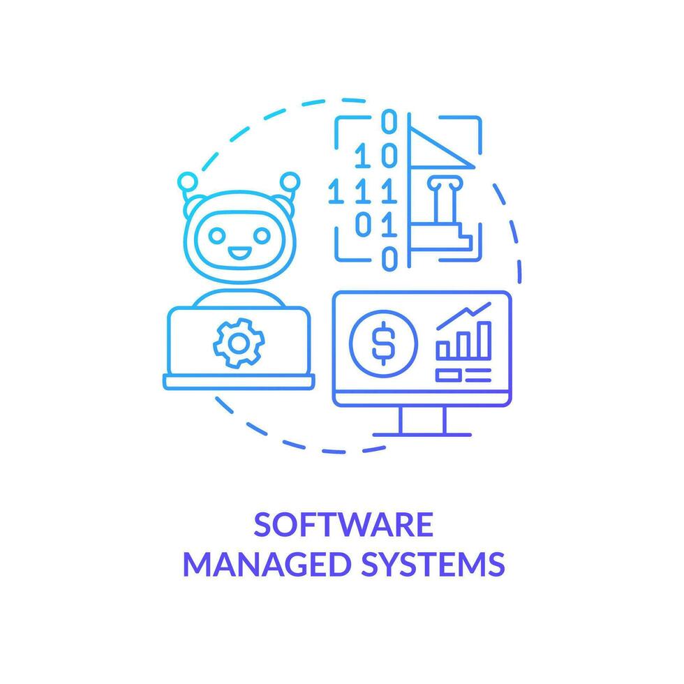 Software managed systems blue gradient concept icon. Digital accounting. Payrolls processing automation abstract idea thin line illustration. Isolated outline drawing vector