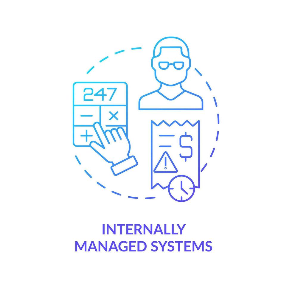 Internally managed systems blue gradient concept icon. Small business. Employee payroll type abstract idea thin line illustration. Isolated outline drawing vector