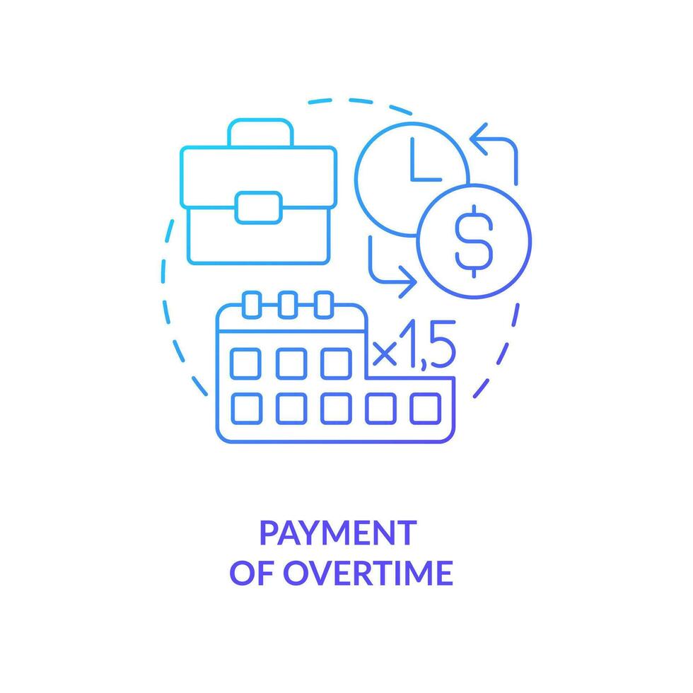 pago de tiempo extraordinario azul degradado concepto icono. trabajador de primera calidad. empleado agravios en salario problema resumen idea Delgado línea ilustración. aislado contorno dibujo vector