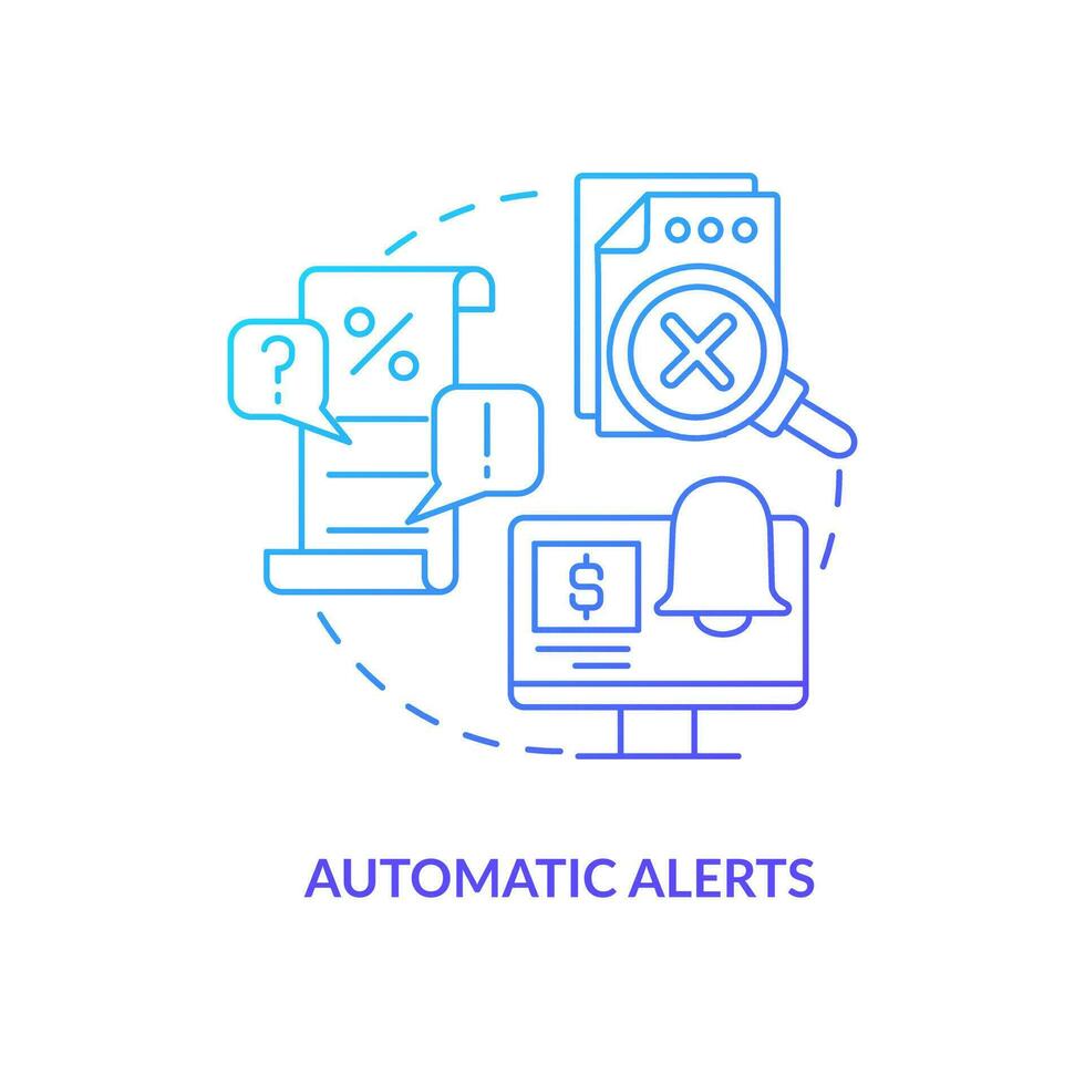 Automatic alerts blue gradient concept icon. User notifications. Payroll processing software benefit abstract idea thin line illustration. Isolated outline drawing vector