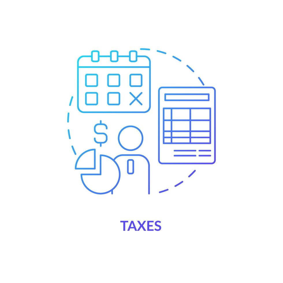 Taxes blue gradient concept icon. Regular payments control. Employee payroll deductions type abstract idea thin line illustration. Isolated outline drawing vector