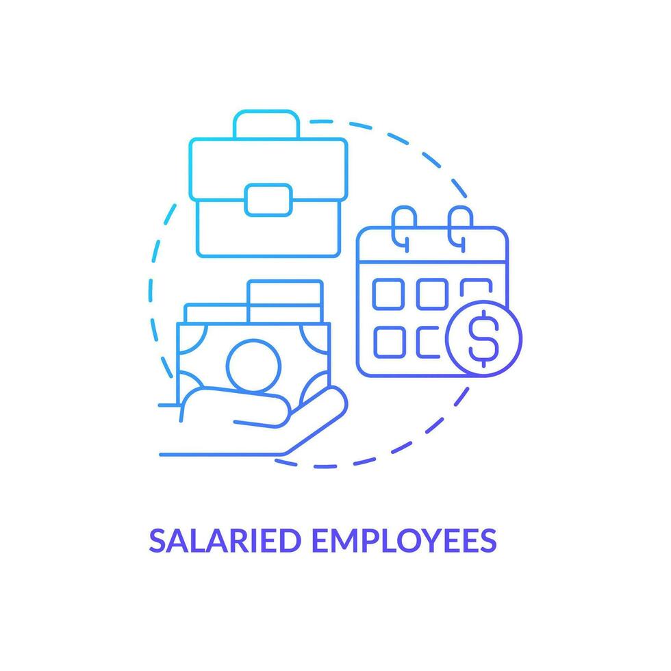 Salaried employees blue gradient concept icon. Set compensation amount. Payroll processing method abstract idea thin line illustration. Isolated outline drawing vector