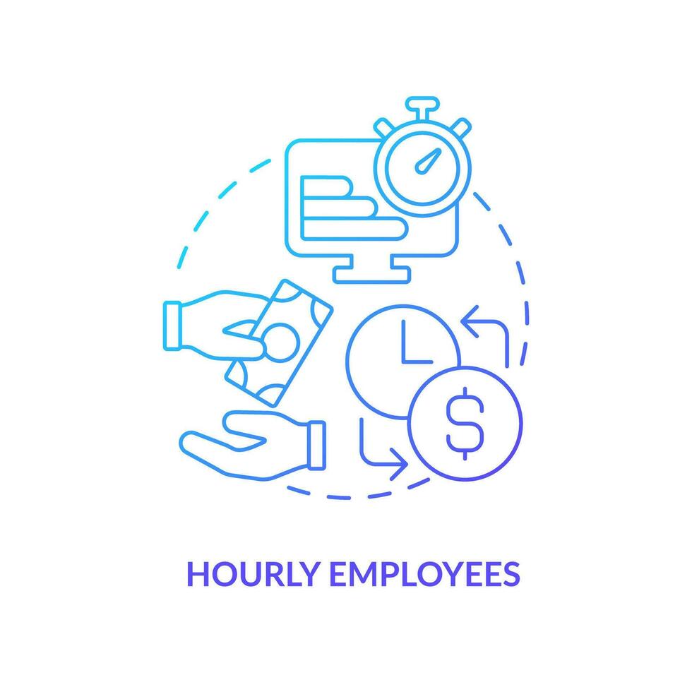 Hourly employees blue gradient concept icon. Worker salary type. Payroll processing method abstract idea thin line illustration. Isolated outline drawing vector