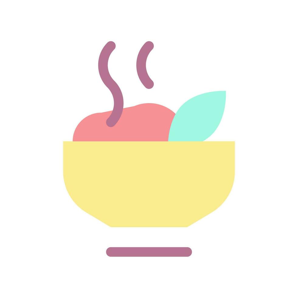 Hot meal flat color ui icon. Dinner time. Healthy food. Delicious vegan breakfast. Nutritious lunch. Simple filled element for mobile app. Colorful solid pictogram. Vector isolated RGB illustration