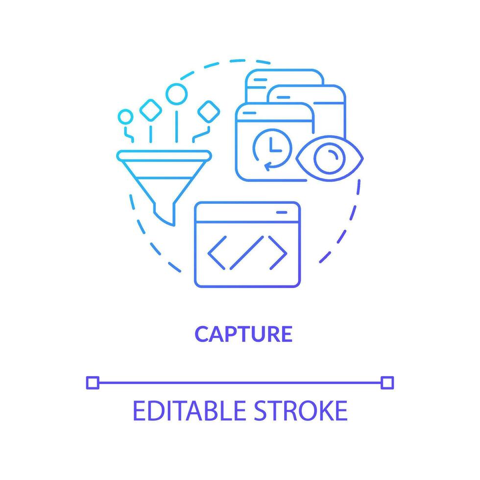 Capturing customer data blue gradient concept icon. Analyze data. Successful individual marketing strategy abstract idea thin line illustration. Isolated outline drawing vector