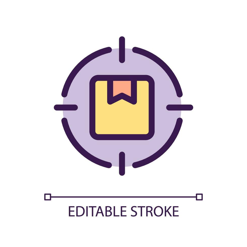 Focus on parcel pixel perfect RGB color ui icon. Priority package. Simple filled line element. GUI, UX design for mobile app. Vector isolated pictogram. Editable stroke