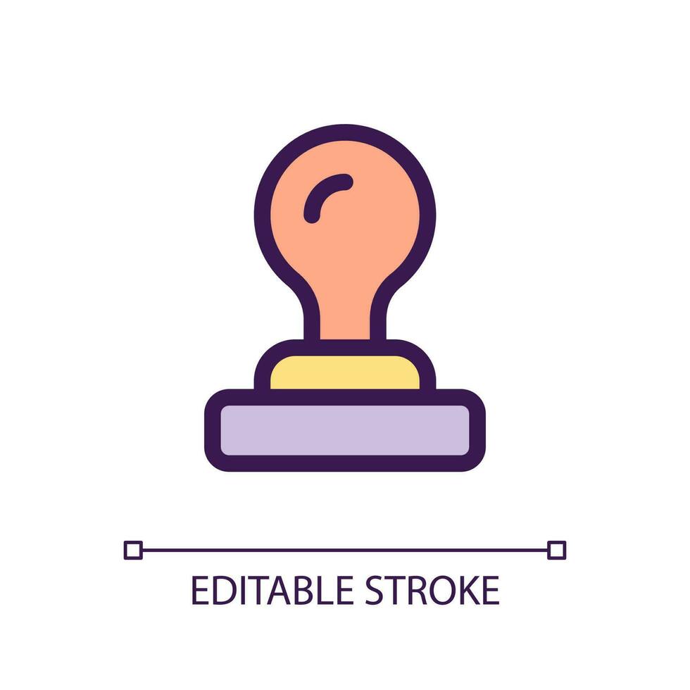 Stamp pixel perfect RGB color ui icon. Document verification. Approval. Simple filled line element. GUI, UX design for mobile app. Vector isolated pictogram. Editable stroke