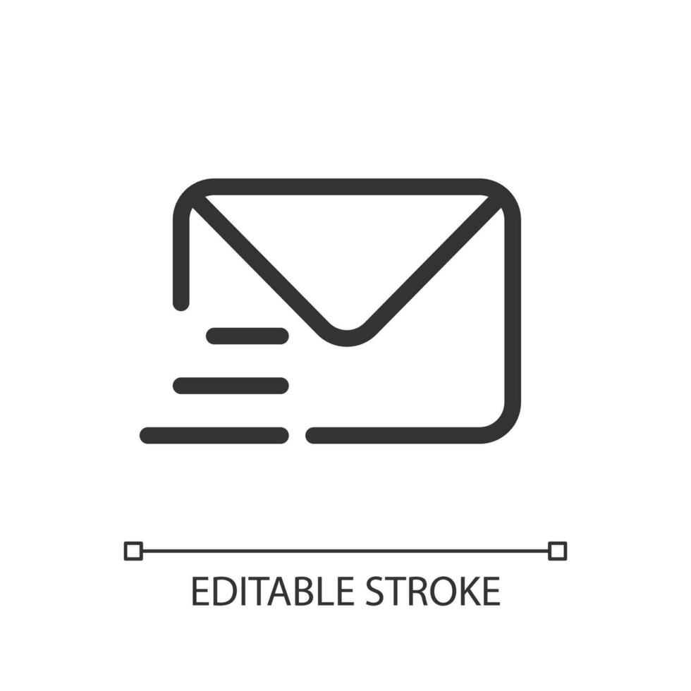Letter pixel perfect linear ui icon. Written correspondence. Express mail and delivery. GUI, UX design. Outline isolated user interface element for app and web. Editable stroke vector