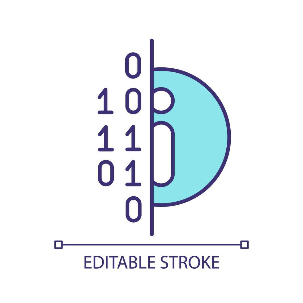 Encrypted data RGB color icon. Coded information. Digital database. Programming language. Cybersecurity. Isolated vector illustration. Simple filled line drawing. Editable stroke