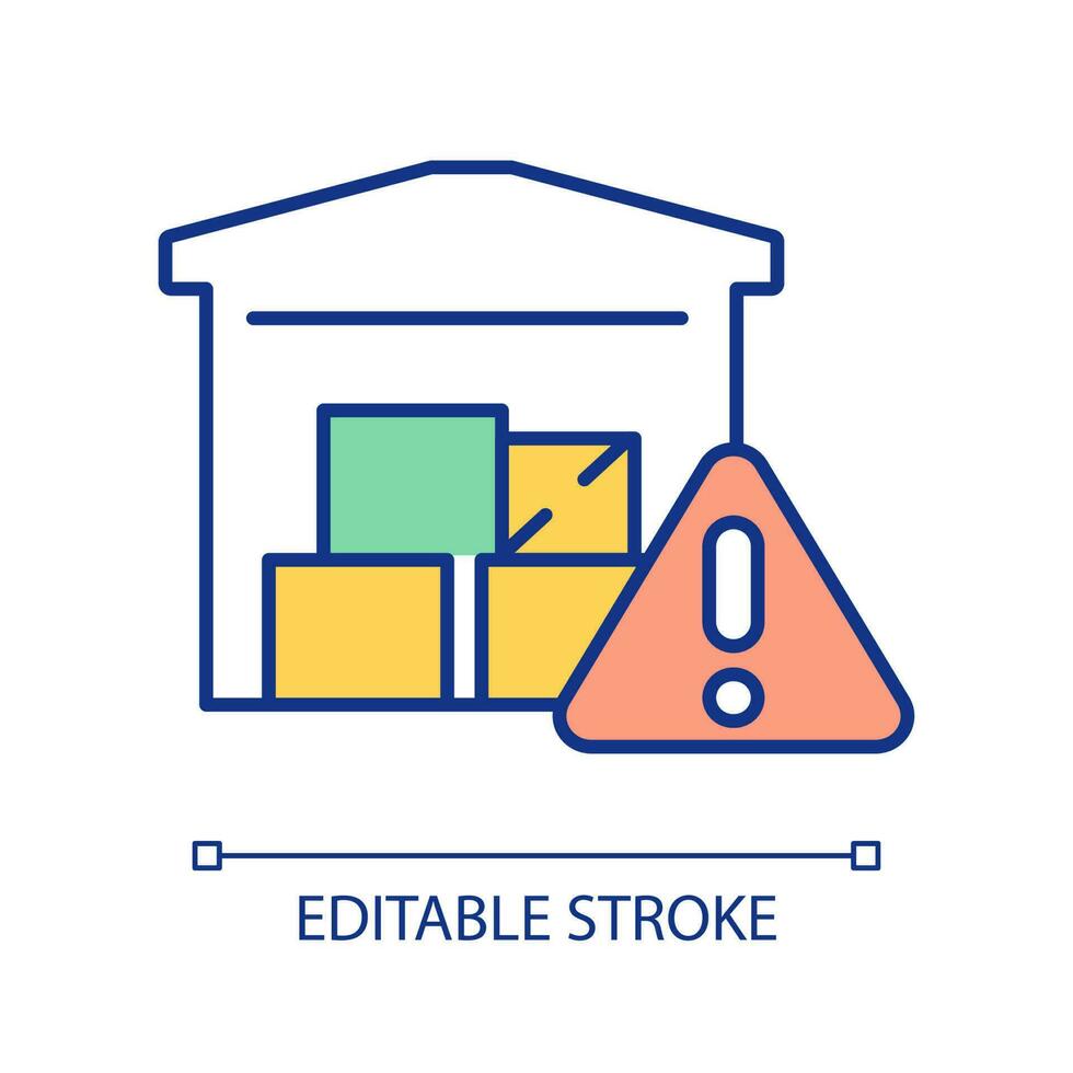 Warehouse space requirements RGB color icon. Storage capacity issue. Ecommerce fulfillment challenge. Isolated vector illustration. Simple filled line drawing. Editable stroke