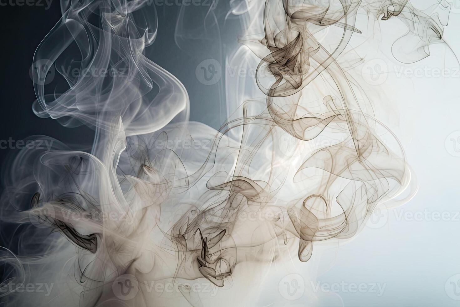 Light background with puffs of ivory smoke. Smoke whiffs and swirls. photo