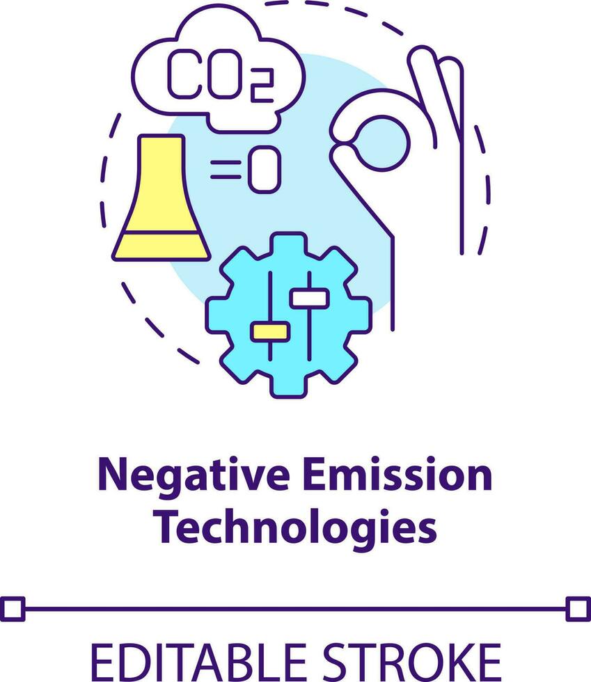 Negative emission technologies concept icon. Global net zero goal abstract idea thin line illustration. Isolated outline drawing. Editable stroke vector