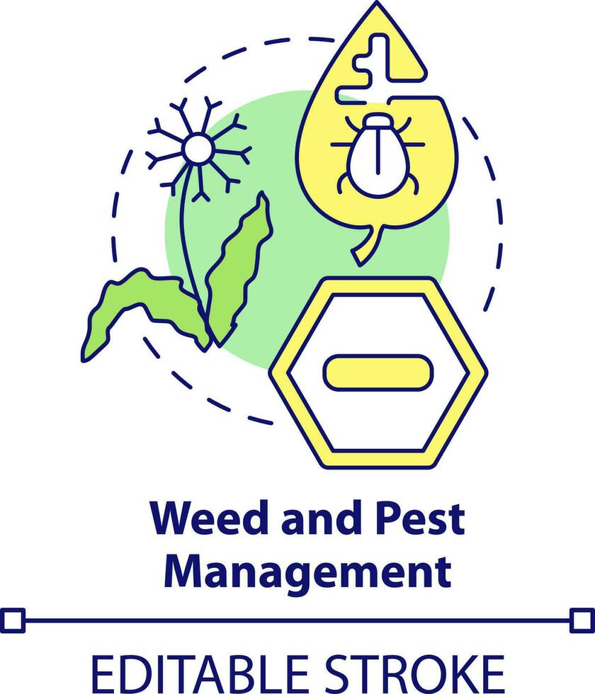 Weed and pest management concept icon. Prevent issues. Increased crop yield abstract idea thin line illustration. Isolated outline drawing. Editable stroke vector