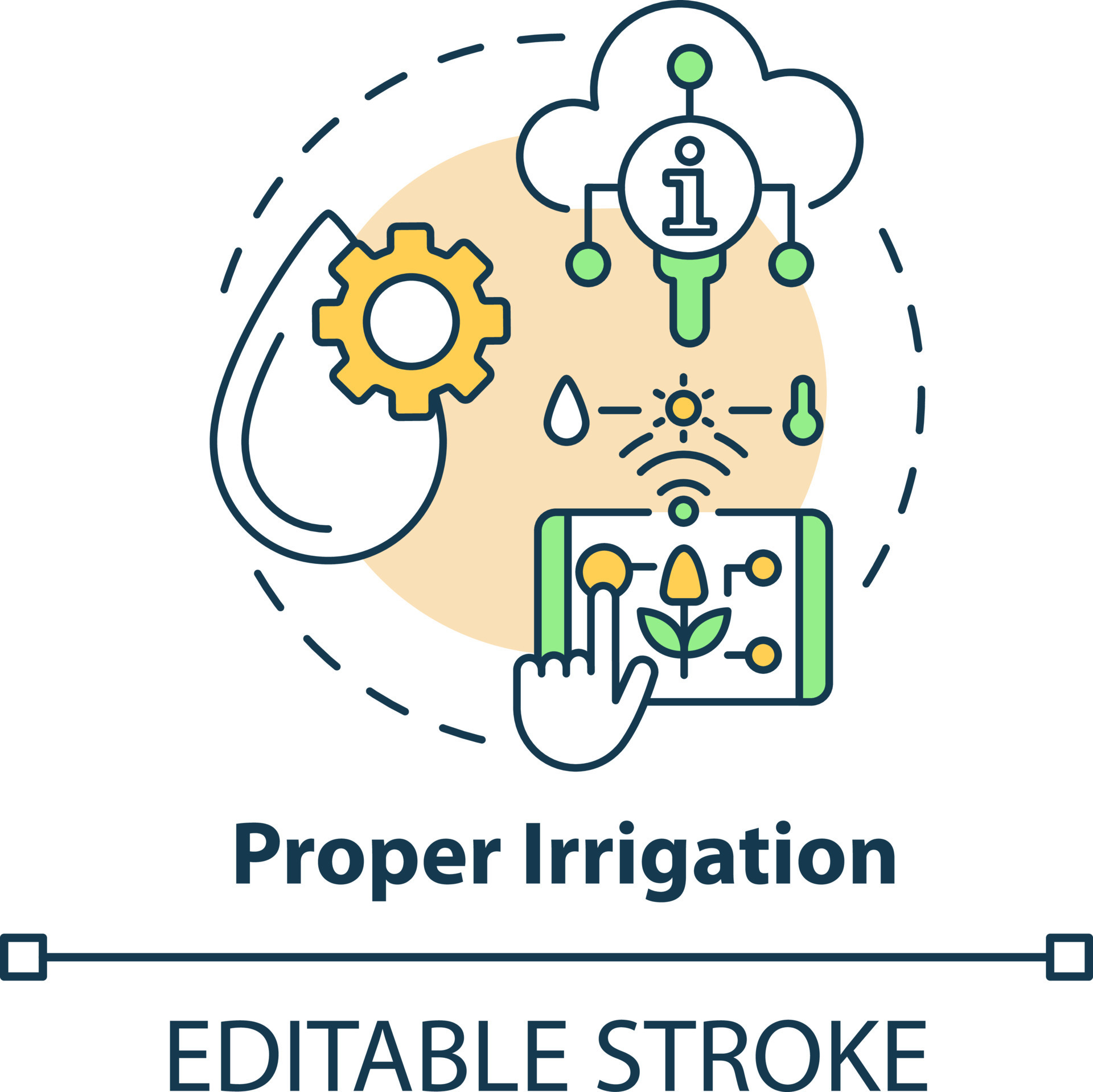 Proper irrigation concept icon. Automated watering system. Increased