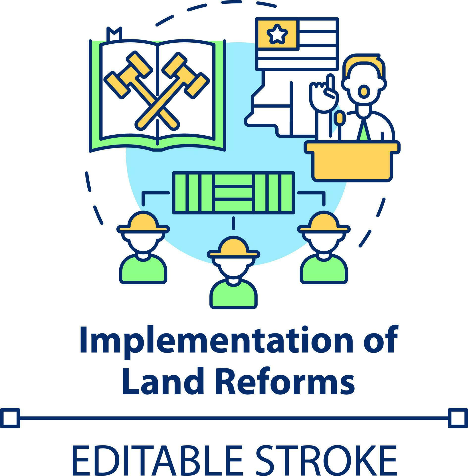 Implementation of land reforms concept icon. Increasing farming