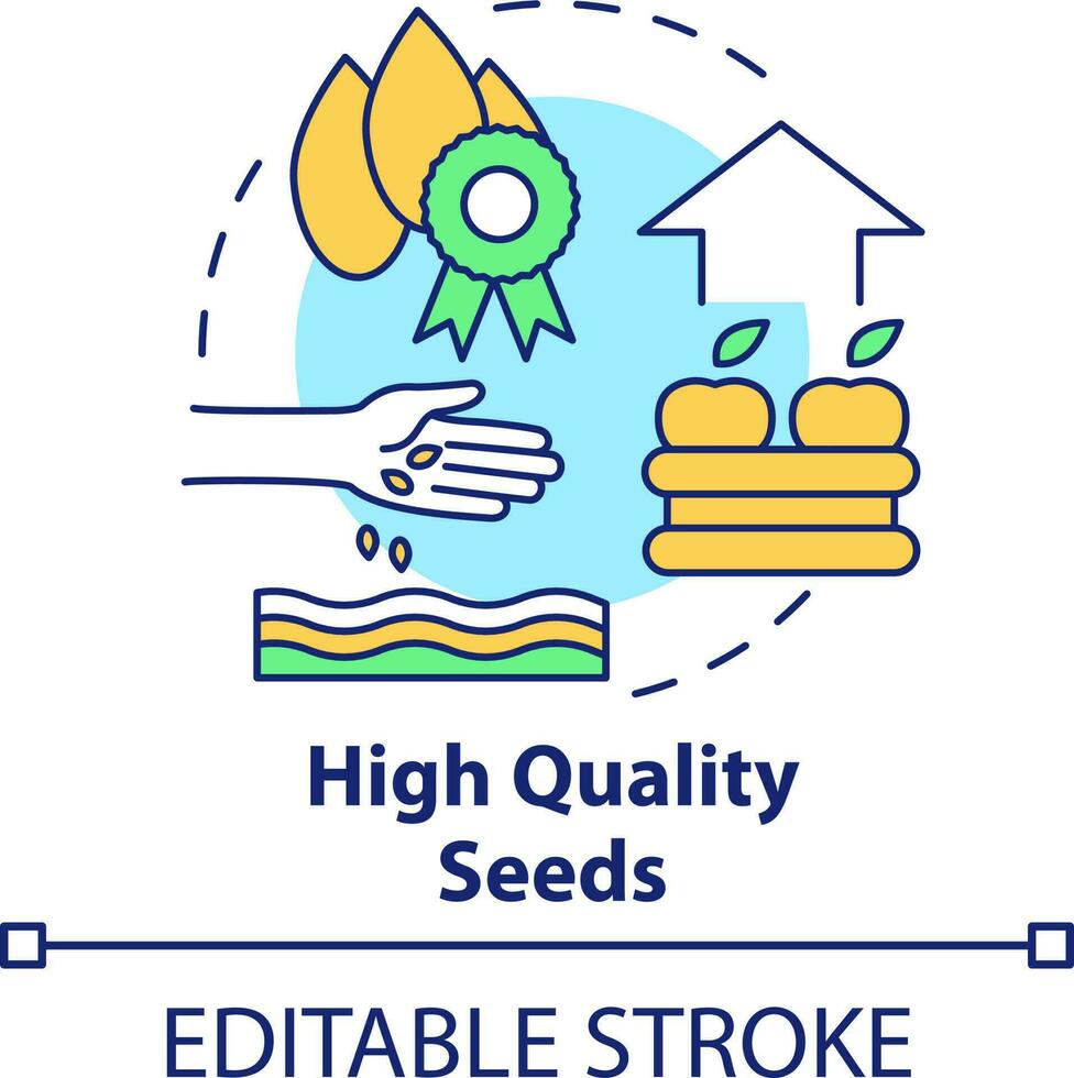 High quality seeds concept icon. Sowing grains. Increasing farming productivity abstract idea thin line illustration. Isolated outline drawing. Editable stroke vector