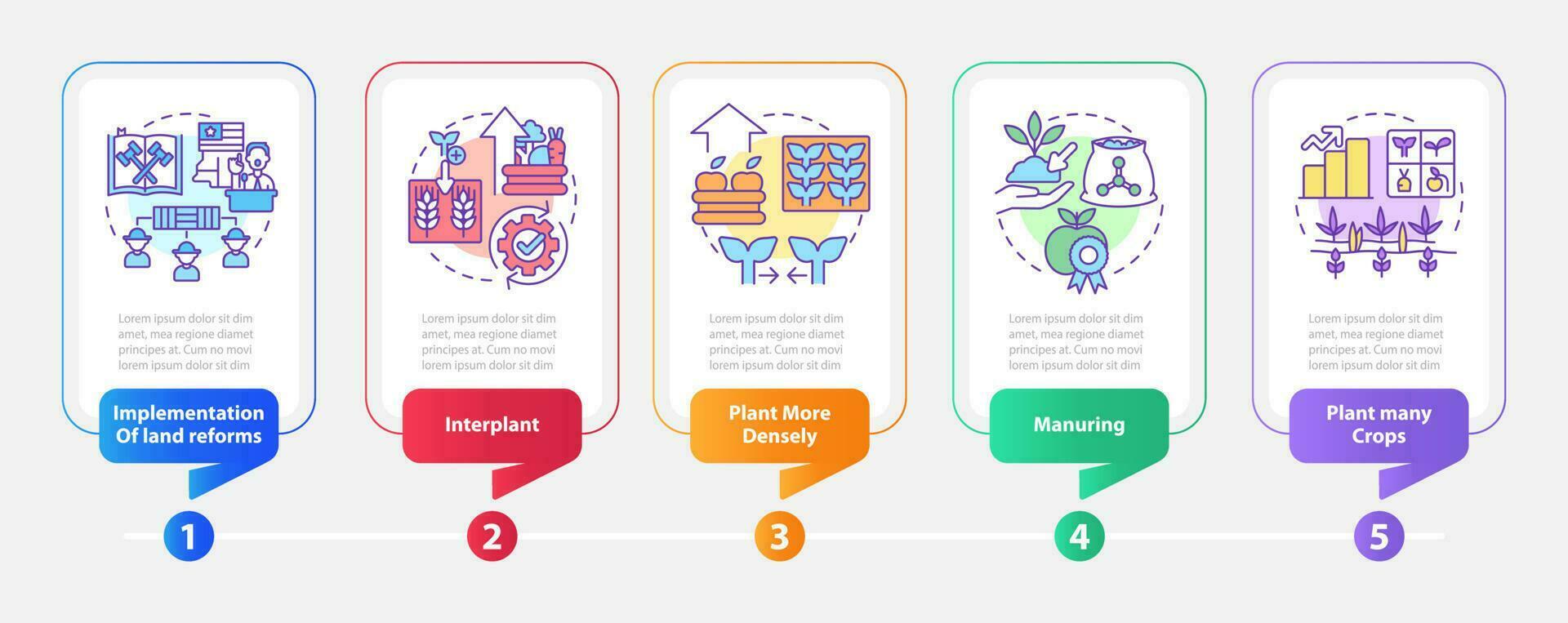 Increasing farming productivity rectangle infographic template. Data visualization with 5 steps. Editable timeline info chart. Workflow layout with line icons vector