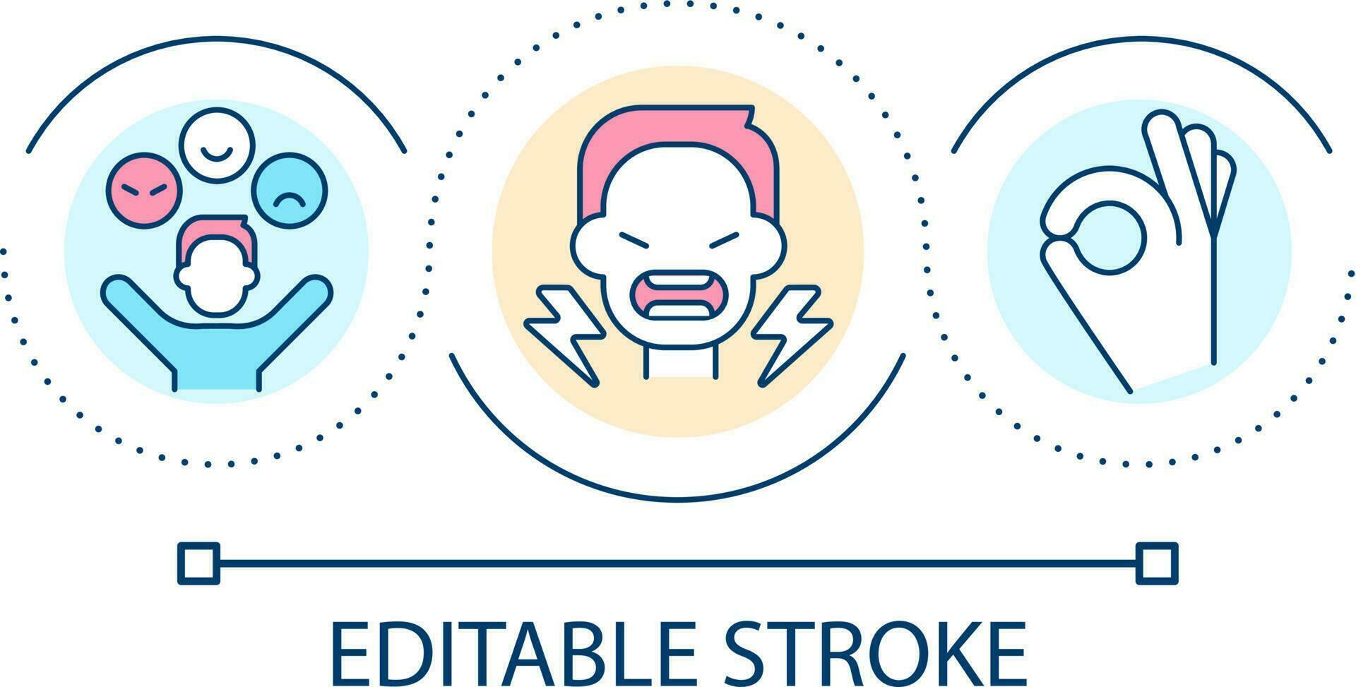 Anger loop concept icon. Emotional state. Accept and admit feelings. Psychological skill abstract idea thin line illustration. Isolated outline drawing. Editable stroke vector