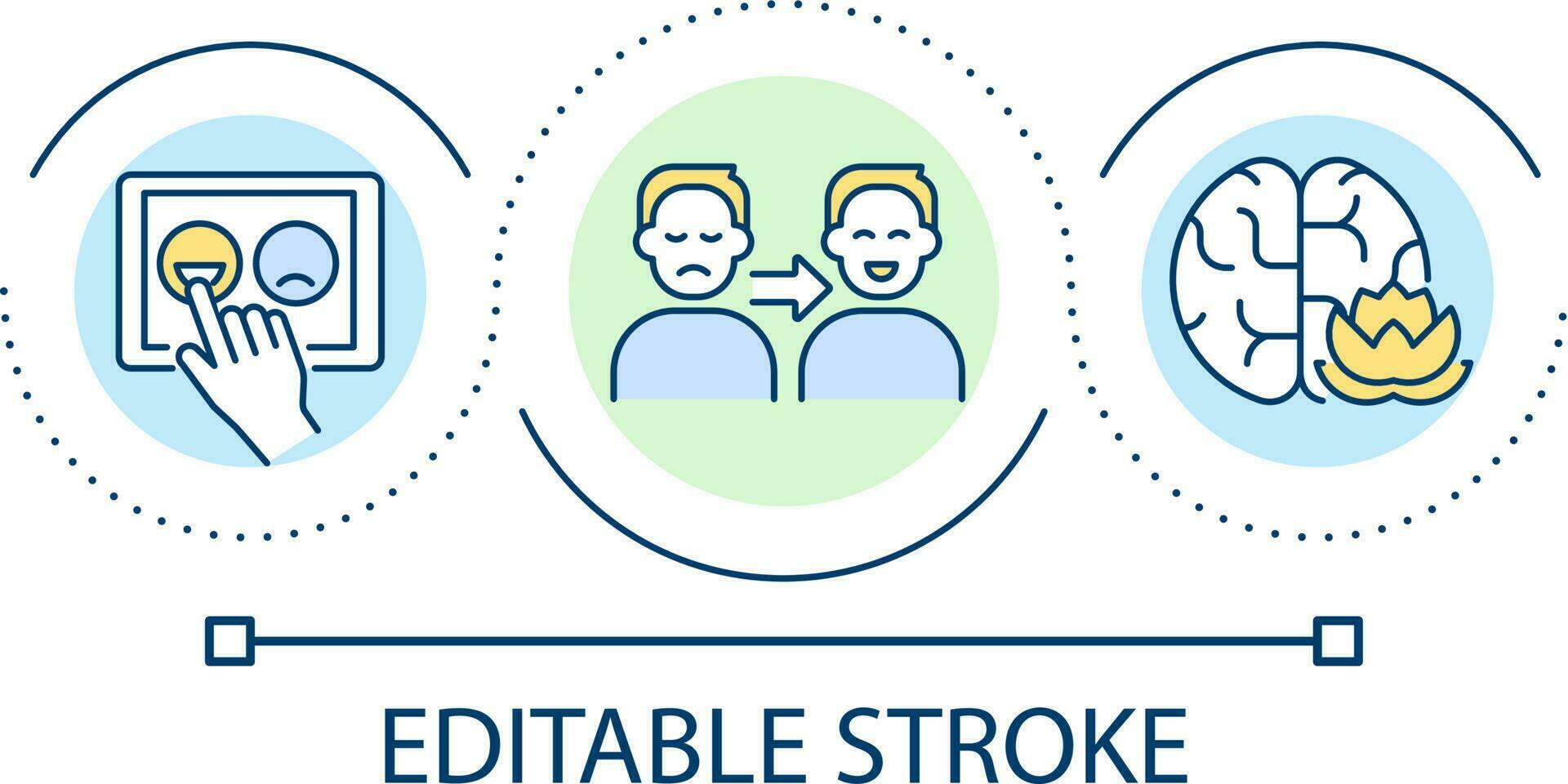 Focus on positive emotions loop concept icon. Regulate feelings and thoughts. Mental health abstract idea thin line illustration. Isolated outline drawing. Editable stroke vector