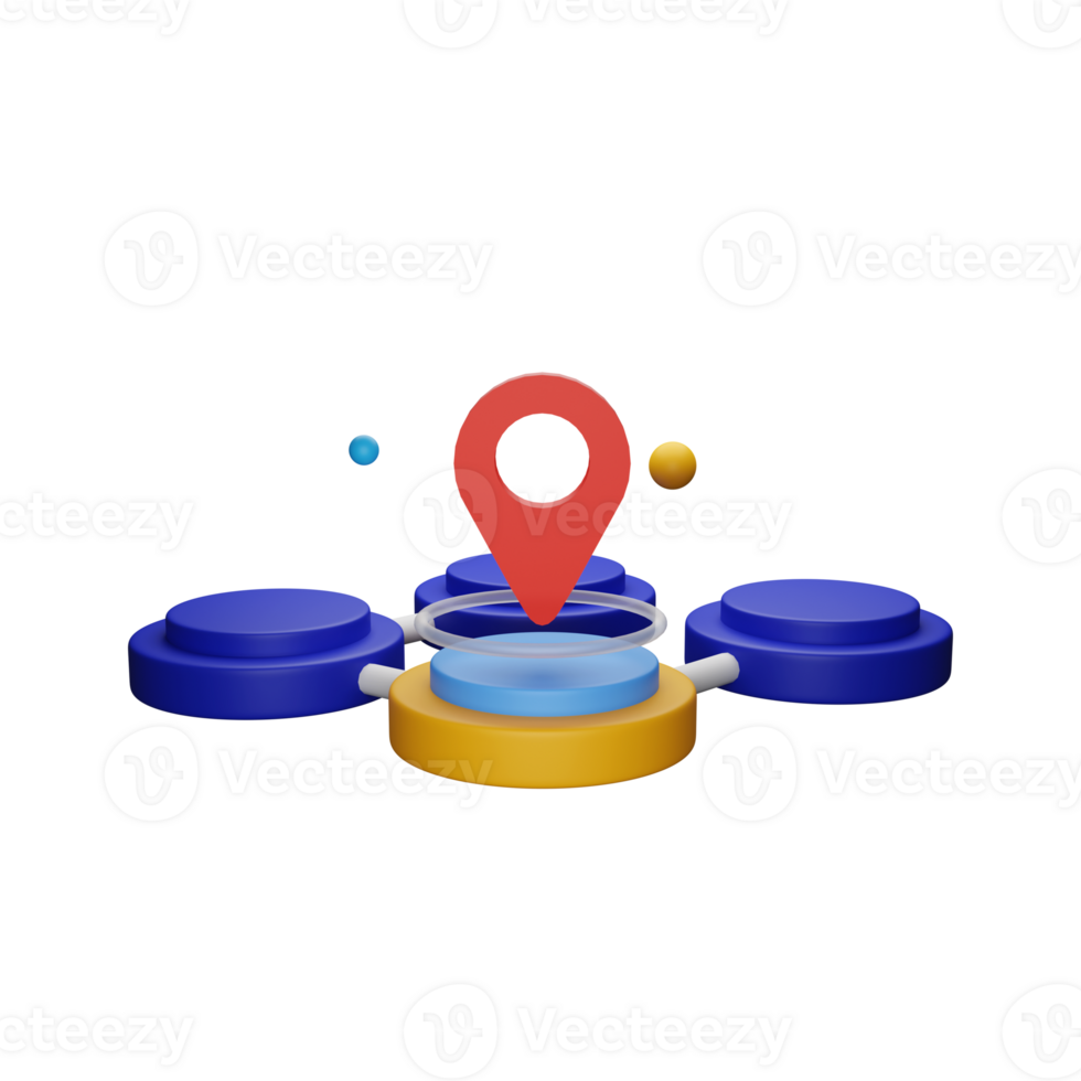 3d le rendu de emplacement épingle plus de connecté podium ou chaîne de blocs. png
