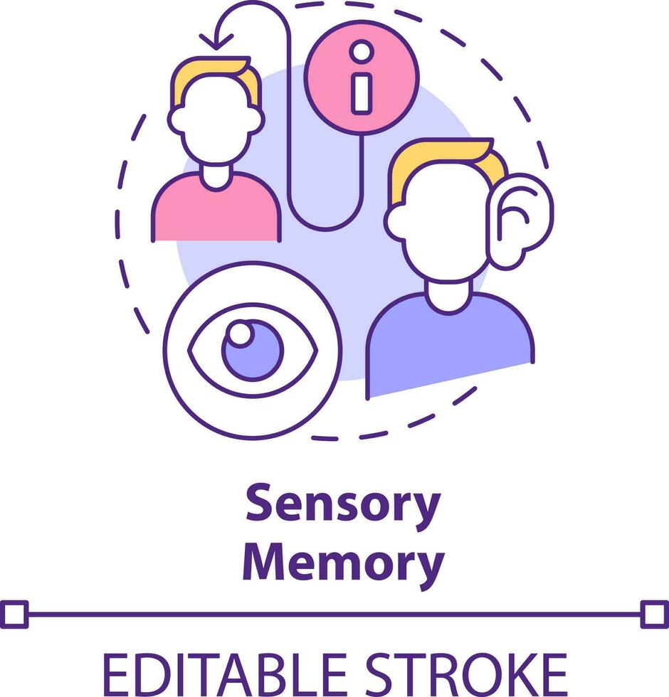 Sensory memory concept icon. Step of microlearning abstract idea thin line illustration. Listening, viewing skills. Isolated outline drawing. Editable stroke vector