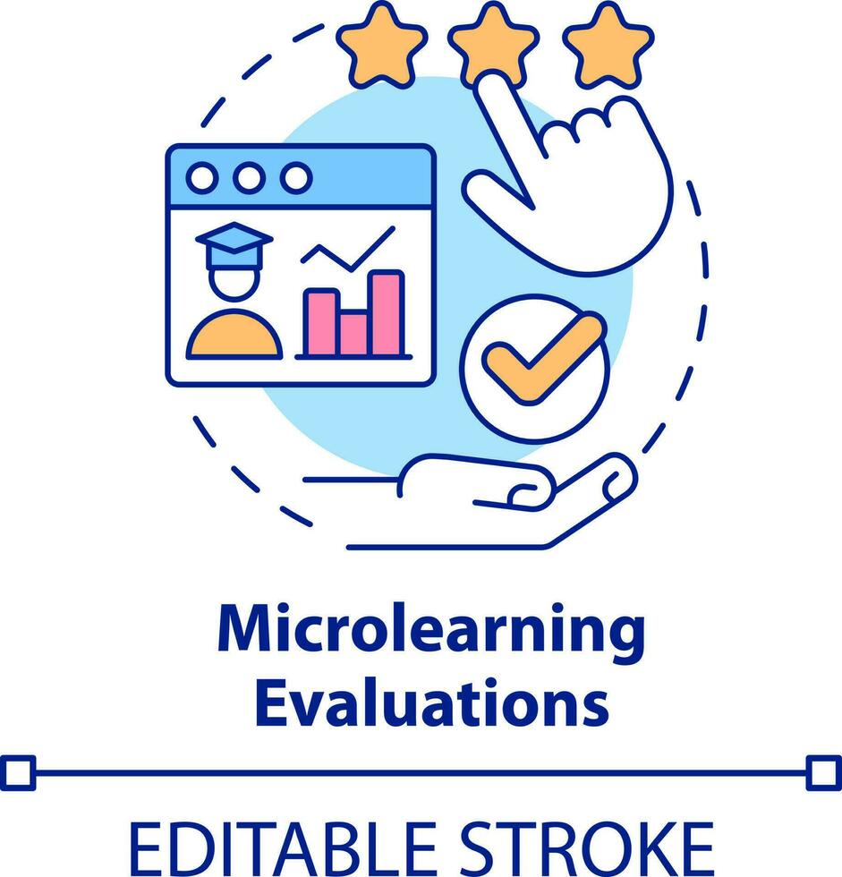 Microlearning evaluations concept icon. Micro learning module abstract idea thin line illustration. Performance assessment. Isolated outline drawing. Editable stroke vector