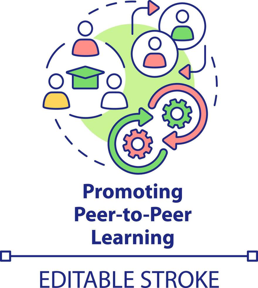 Promoting peer-to-peer learning concept icon. Microtraining advantage abstract idea thin line illustration. Collaboration. Isolated outline drawing. Editable stroke vector