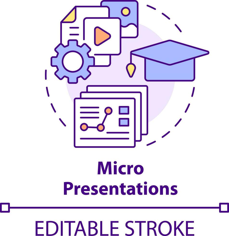 Micro presentations concept icon. Microlearning example abstract idea thin line illustration. Segmenting materials. Isolated outline drawing. Editable stroke vector