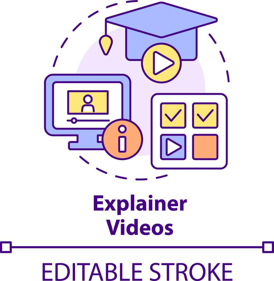 Explainer videos concept icon. Microlearning way abstract idea thin line illustration. Small duration of content. Isolated outline drawing. Editable stroke vector