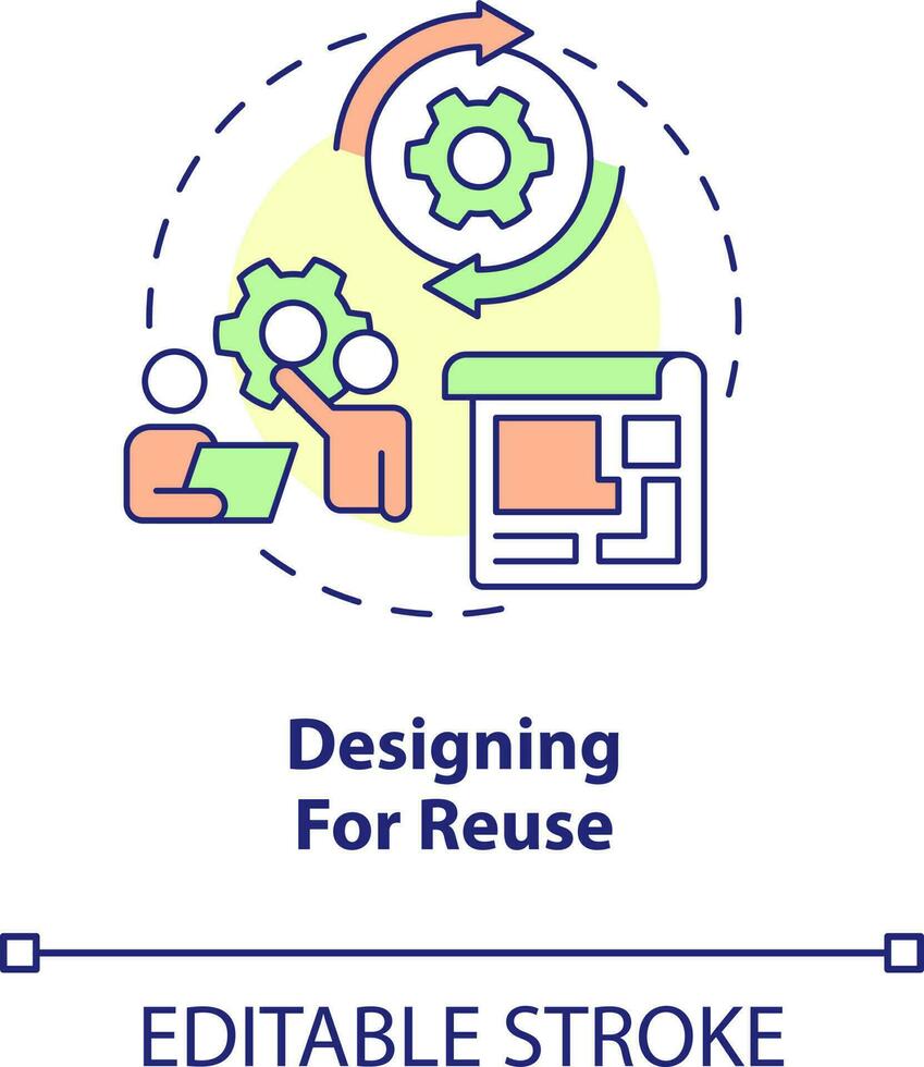 Designing for reuse concept icon. Reducing carbon pollution. Net zero strategy abstract idea thin line illustration. Isolated outline drawing. Editable stroke vector