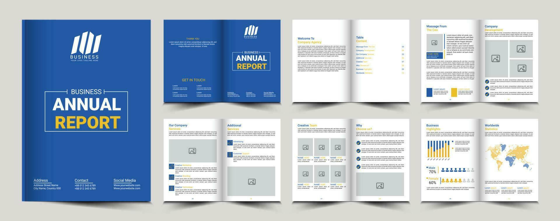 Vector annual report and brochure template.