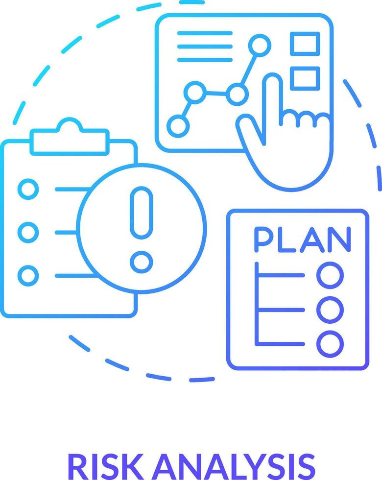 Risk analysis blue gradient concept icon. Estimate possible risks. Crisis management plan component abstract idea thin line illustration. Isolated outline drawing vector