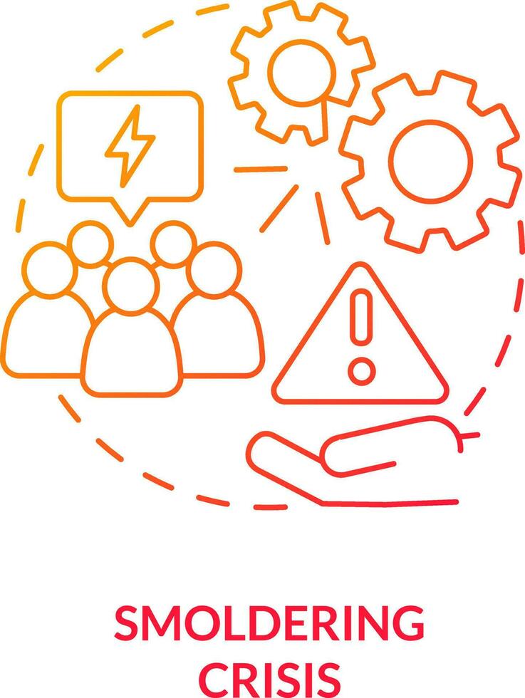 Smoldering crisis red gradient concept icon. Neglect and ignore problem. Business risk. Type of crisis abstract idea thin line illustration. Isolated outline drawing vector