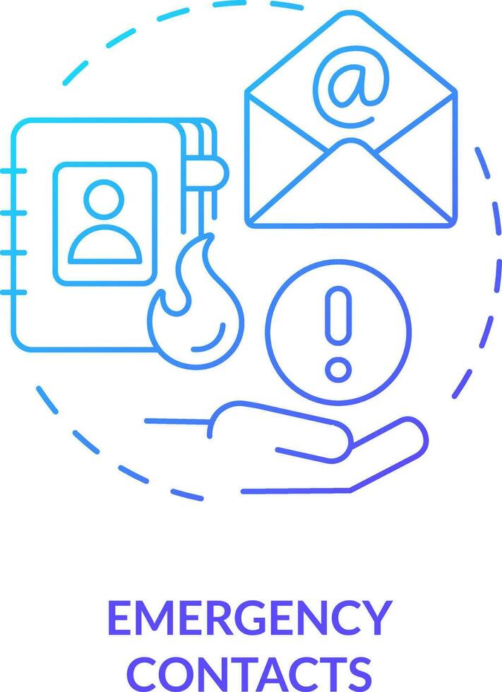 Emergency contacts blue gradient concept icon. Phone numbers list. Crisis management plan component abstract idea thin line illustration. Isolated outline drawing vector