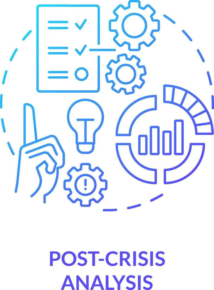 Post crisis analysis blue gradient concept icon. Investigation. Crisis management plan component abstract idea thin line illustration. Isolated outline drawing vector