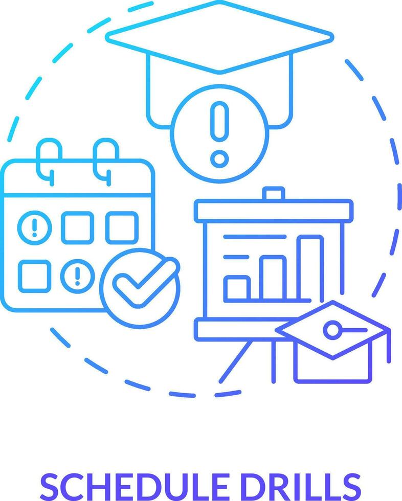 Schedule drills blue gradient concept icon. Education sessions. Teamwork. Crisis management team abstract idea thin line illustration. Isolated outline drawing vector