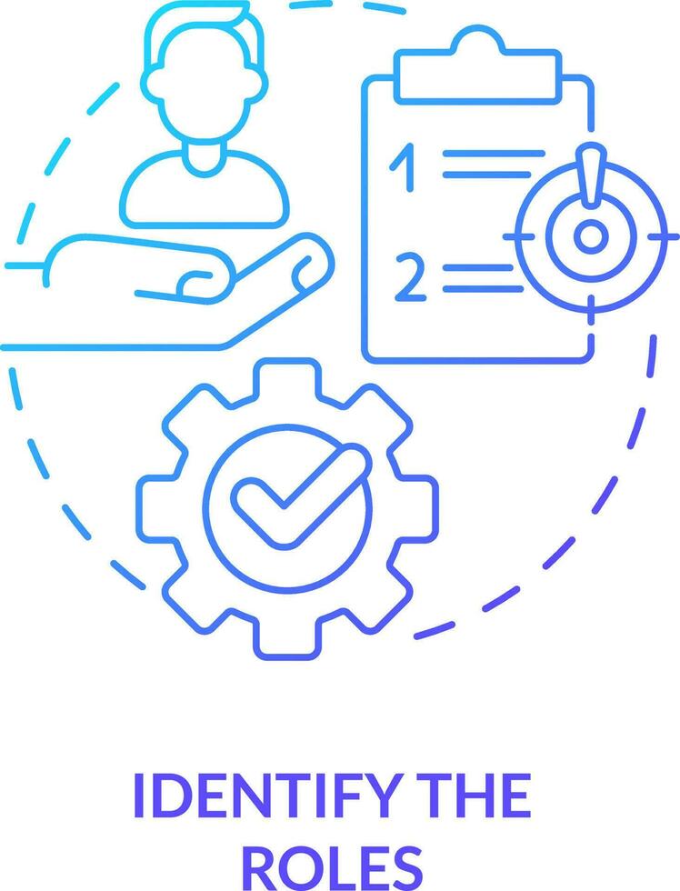 identificar roles azul degradado concepto icono. empleado responsabilidades. crisis administración equipo resumen idea Delgado línea ilustración. aislado contorno dibujo vector