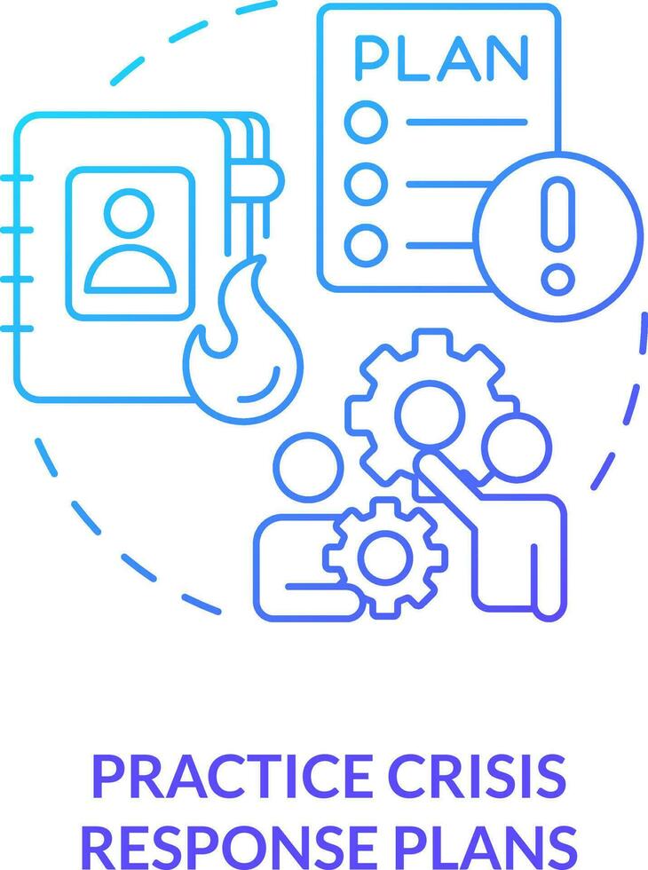 Practice crisis response plans blue gradient concept icon. Business strategy. Crisis management team abstract idea thin line illustration. Isolated outline drawing vector