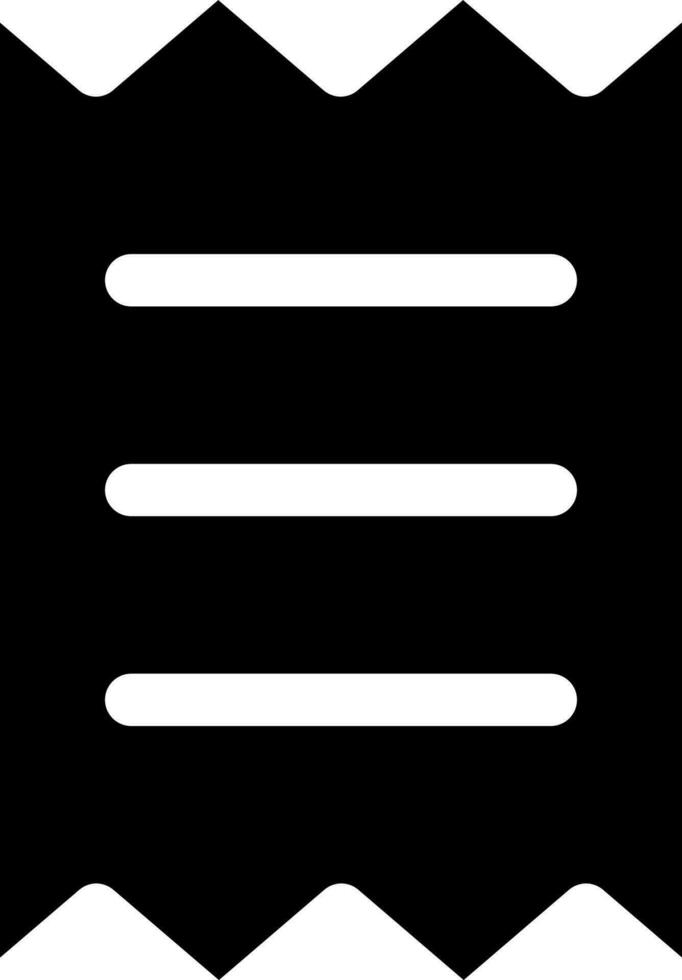 Get receipt for purchase black glyph ui icon. Payment information. Online market. User interface design. Silhouette symbol on white space. Solid pictogram for web, mobile. Isolated vector illustration