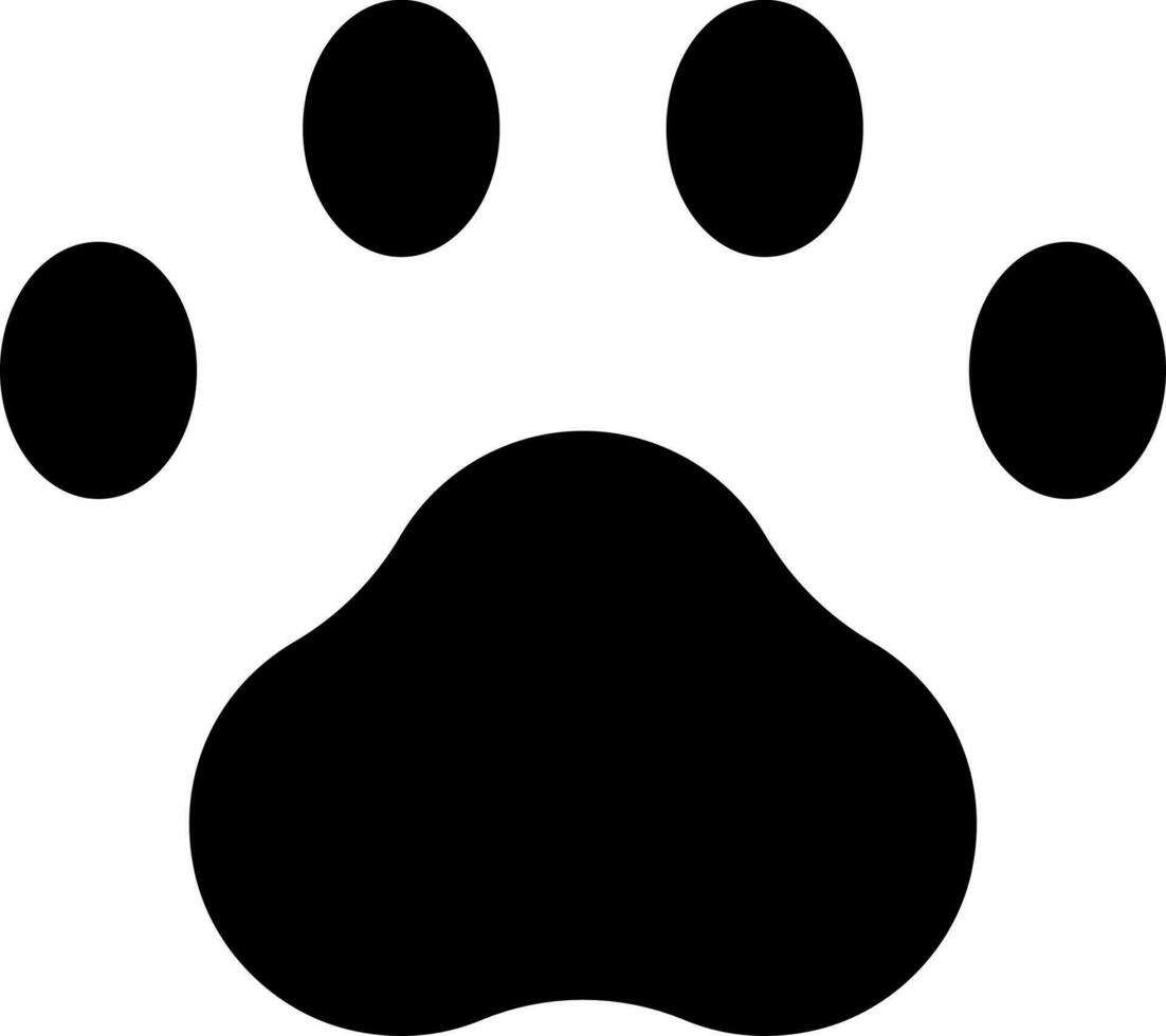 Pet paw black glyph ui icon. Goods for domestic animals. Online marketplace. User interface design. Silhouette symbol on white space. Solid pictogram for web, mobile. Isolated vector illustration