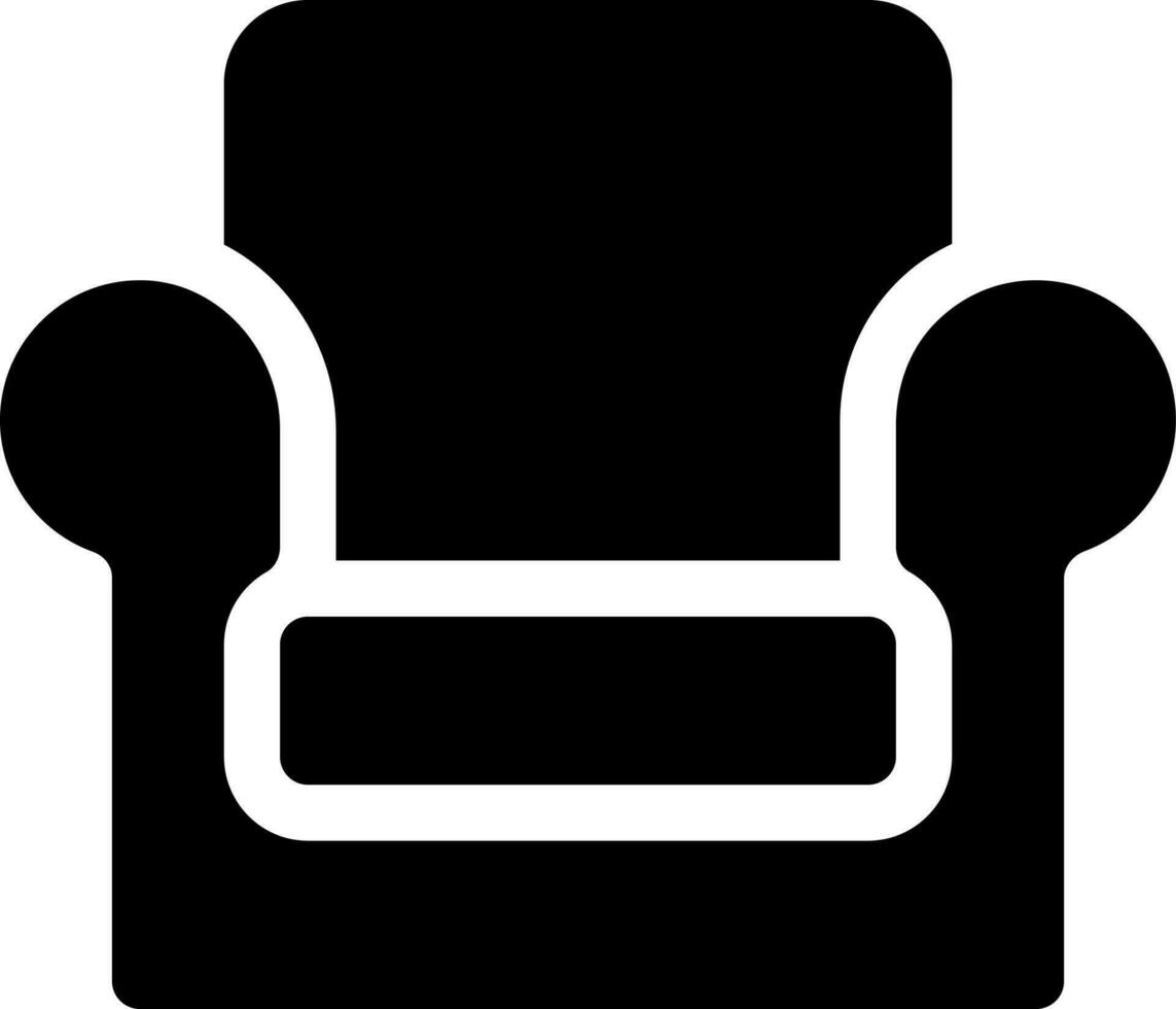 Armchair black glyph ui icon. Furniture shop. Ecommerce site. Retail store. User interface design. Silhouette symbol on white space. Solid pictogram for web, mobile. Isolated vector illustration