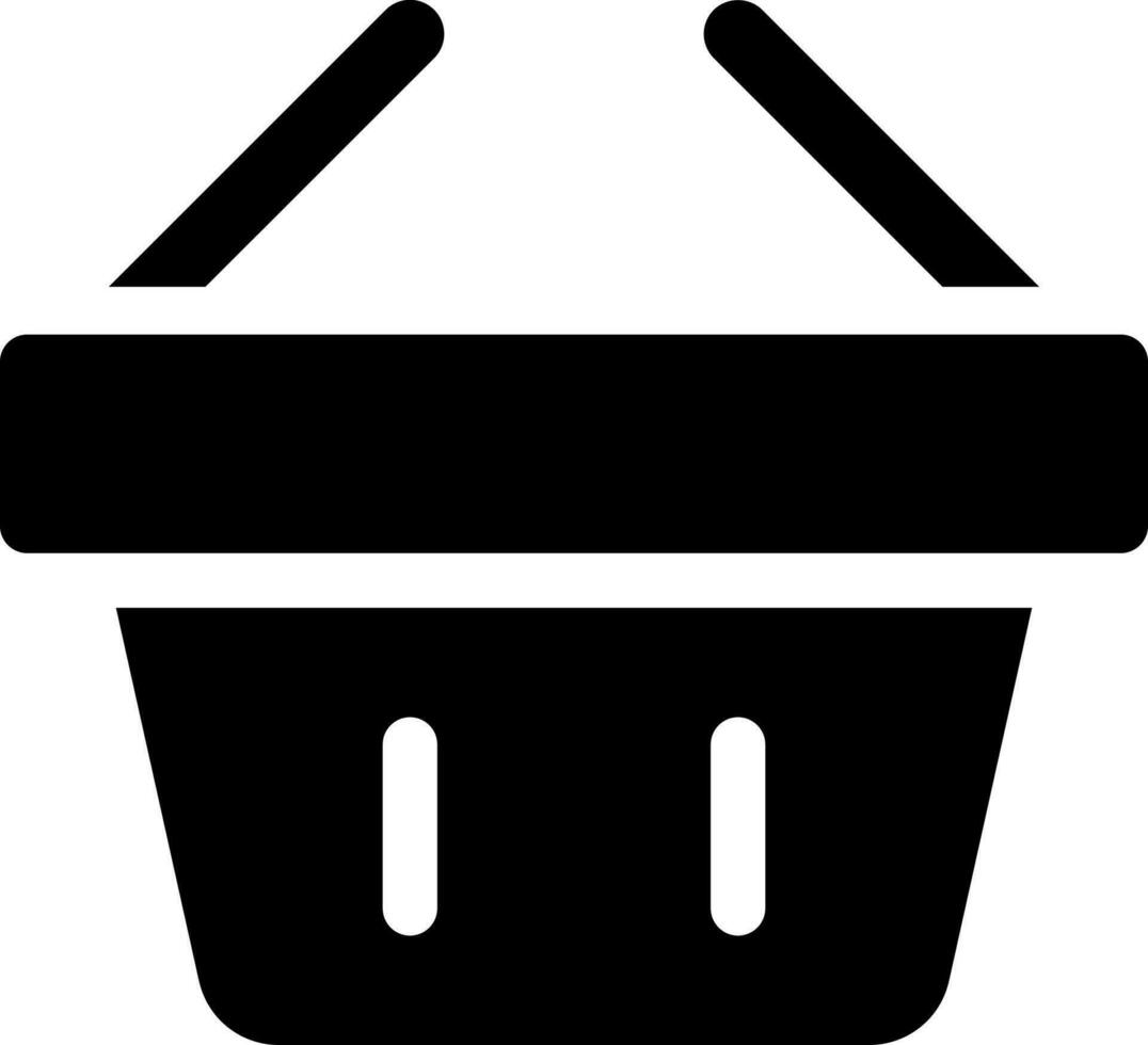 Shopping basket black glyph ui icon. Carry purchased items. Online marketplace. User interface design. Silhouette symbol on white space. Solid pictogram for web, mobile. Isolated vector illustration