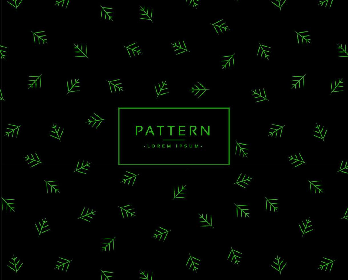 Minimal leaf pattern in black and green background vector