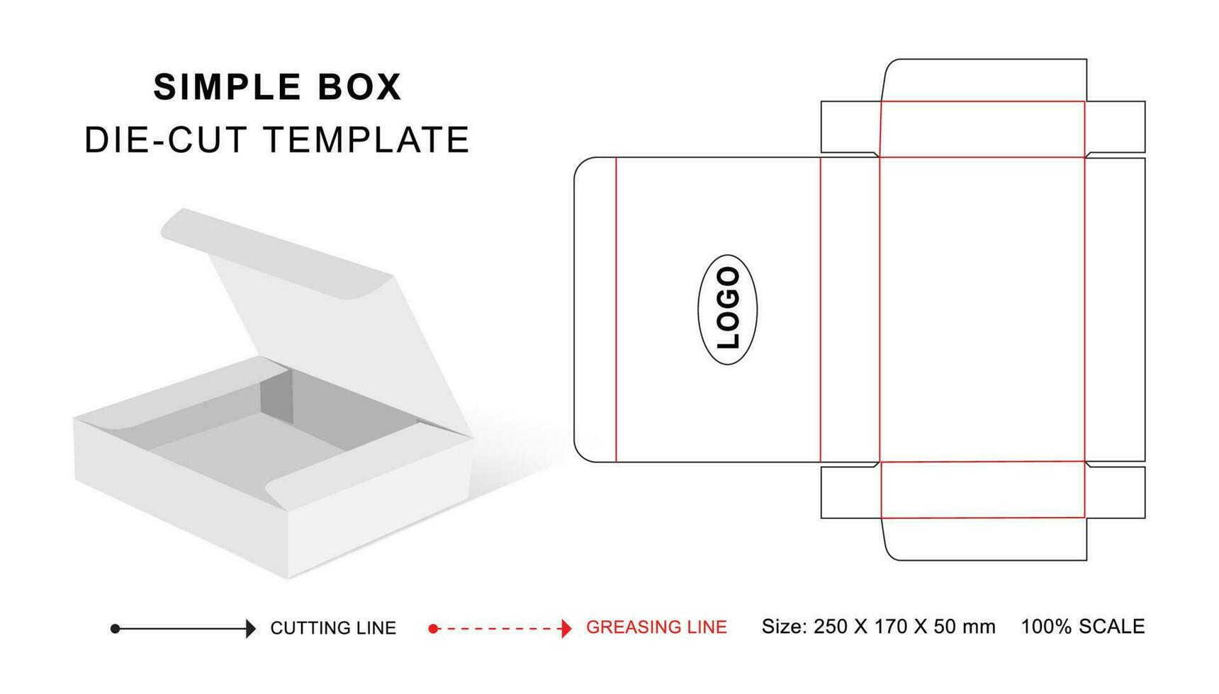 Simple box die cut template vector