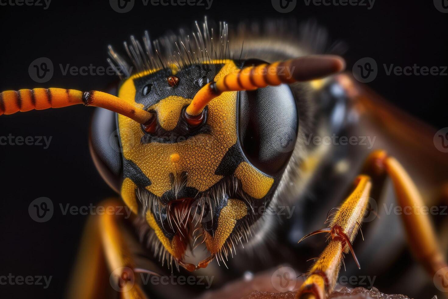 The wasp head. A striking macro shot. photo