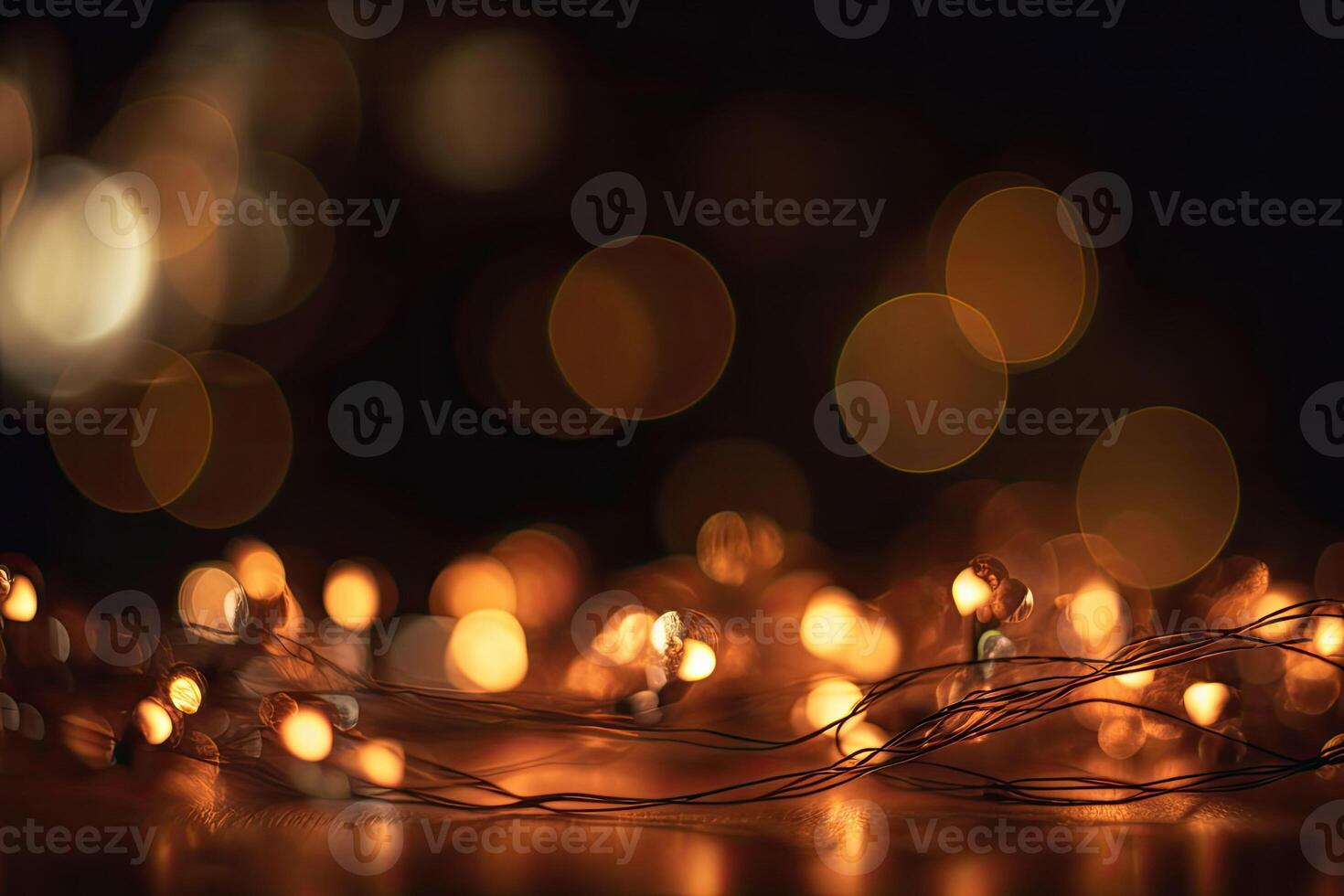 Festive background garland bokeh. Colorful string lights on a dark background. photo