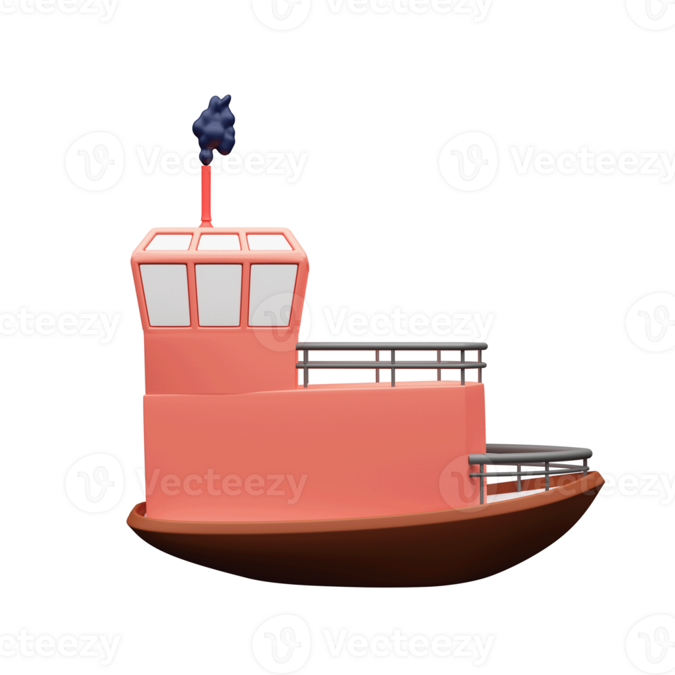 Red Ship Boat 3D. png