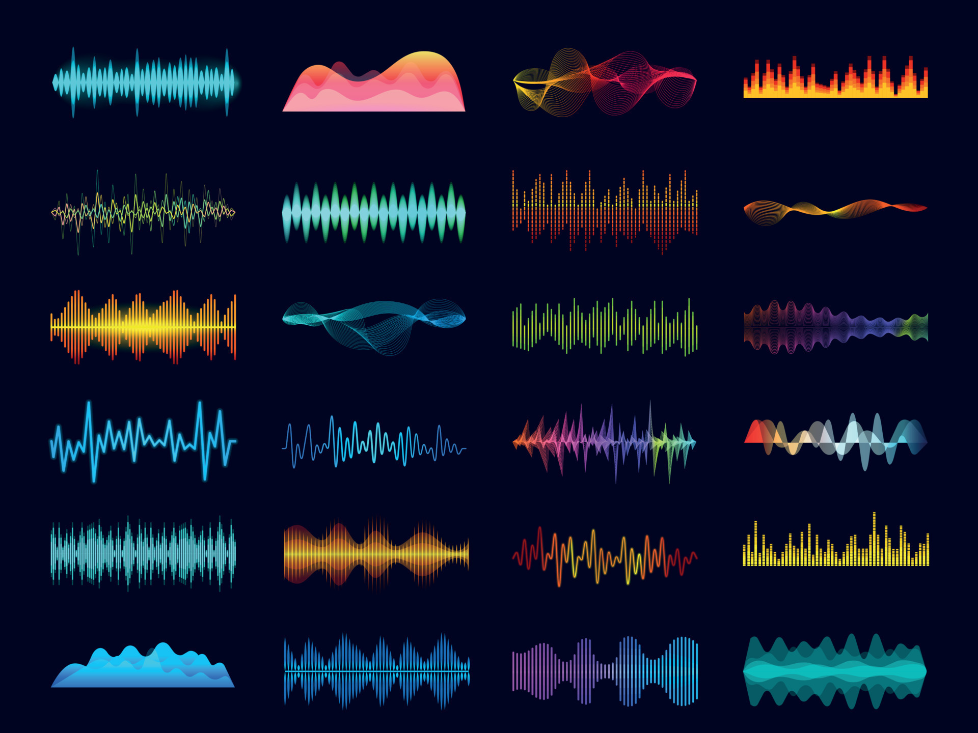Audio waveform signals, wave song equalizer, stereo recorder sound