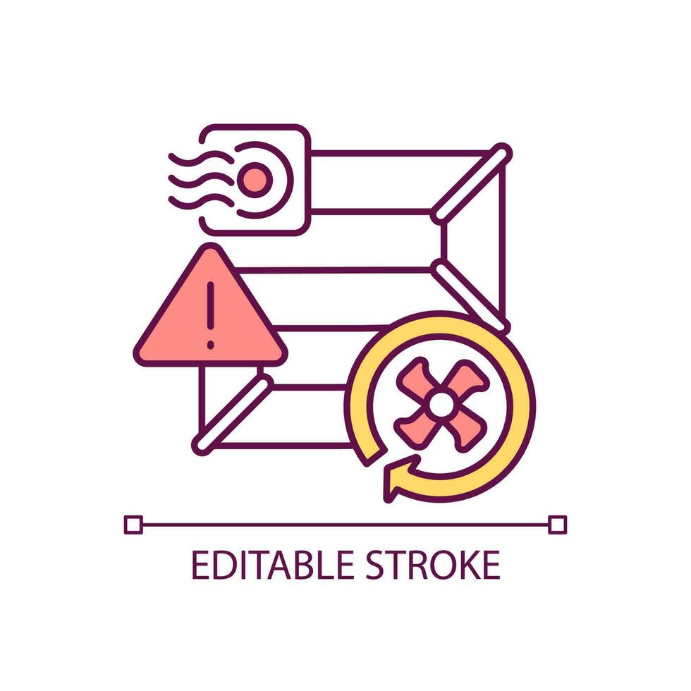 Ductwork problem RGB color icon. Energy losses in ducts. Air leak. Draught proofing. Insulation